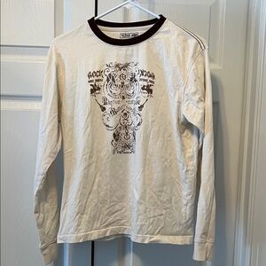 Urban Pipeline Cream and Brown Long Sleeve Tee